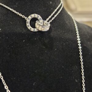 Elegant Silver Necklace And Matching Braclet with Roman Numeral Design #7